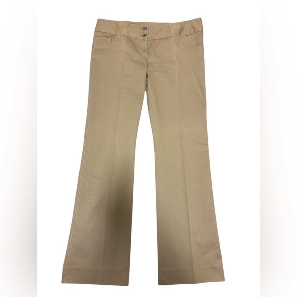 Dolce & Gabbana Flare Cotton Spandex with Gold DG Emblem Khaki Pants